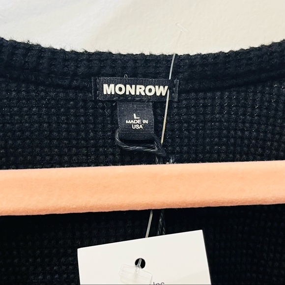 NWT Monrow - Brushed Thermal Cropped Scoop Tank black sz Large - Picture 8 of 9
